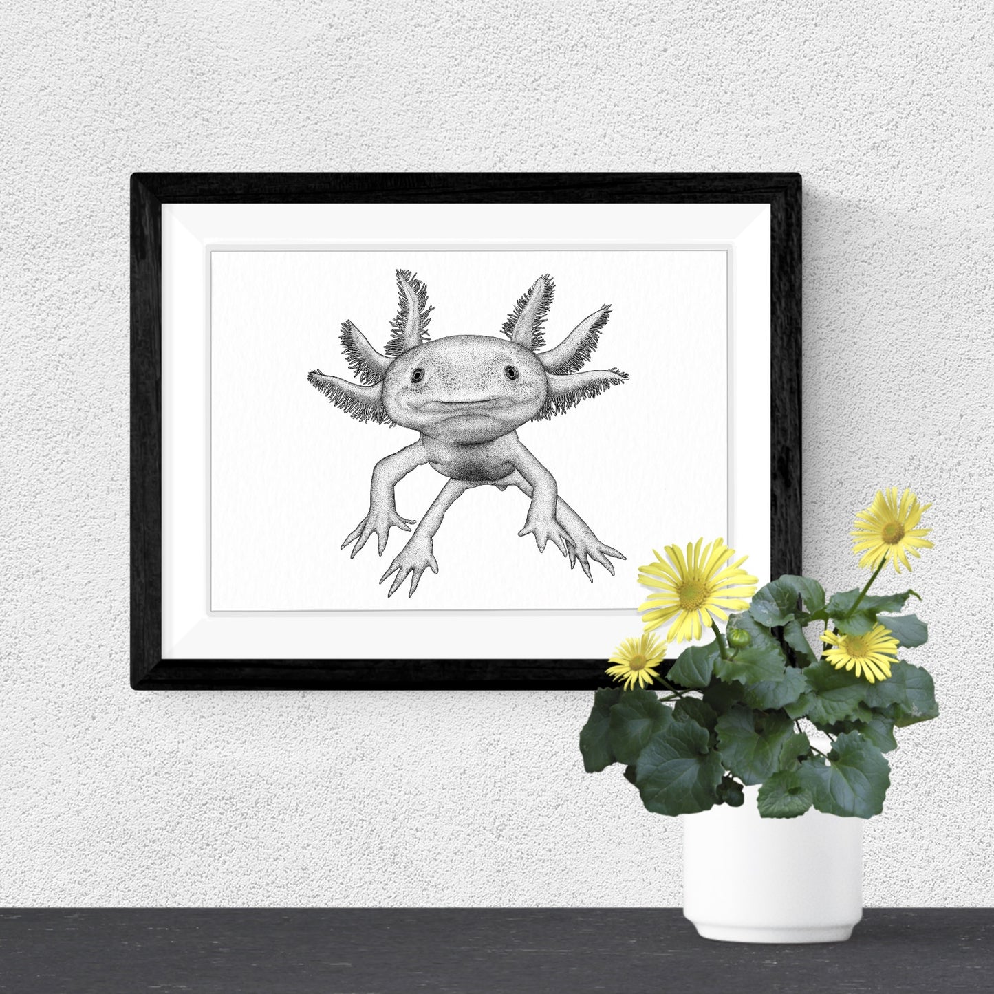 Axolotl Art Print - White