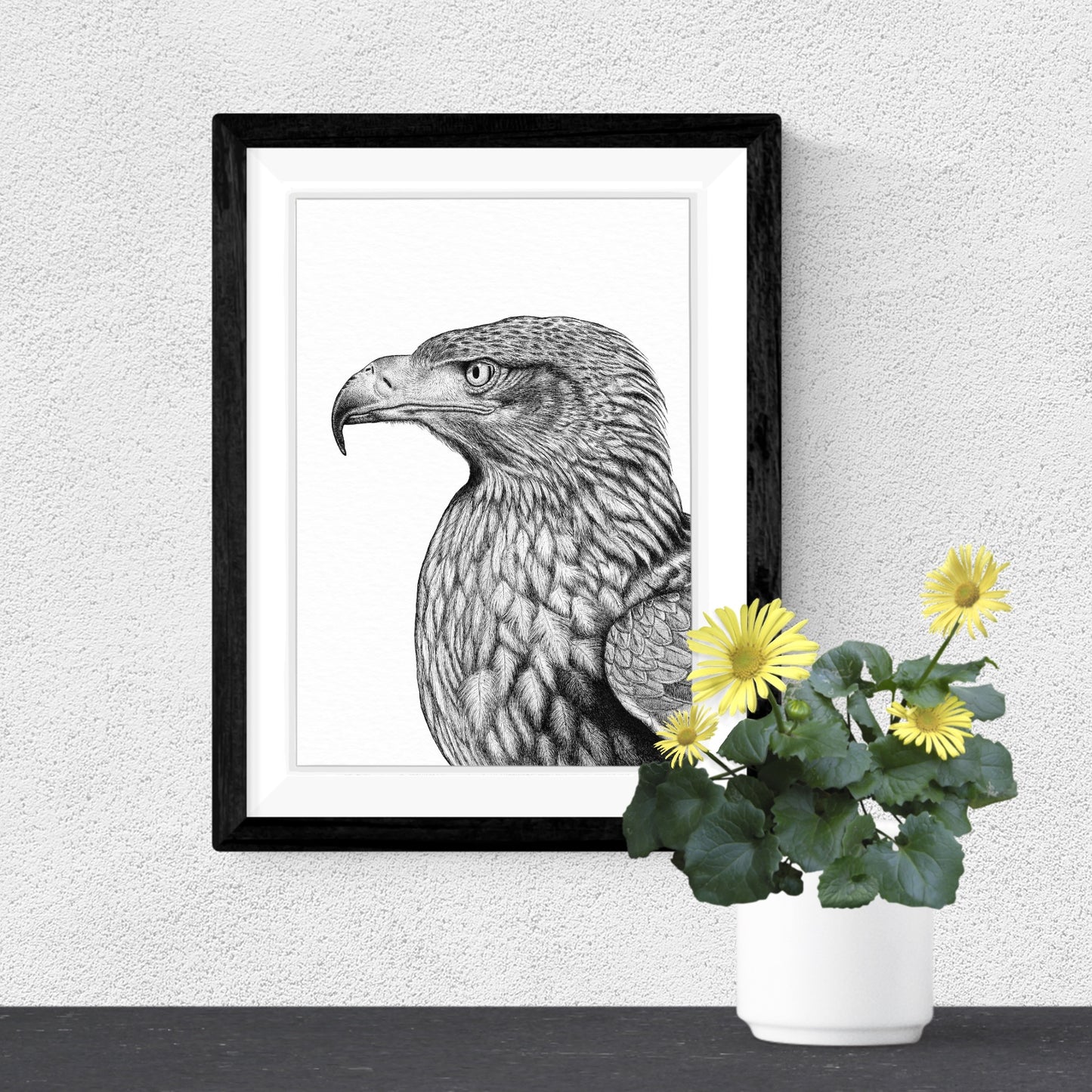 Steppe Eagle Art Print - White