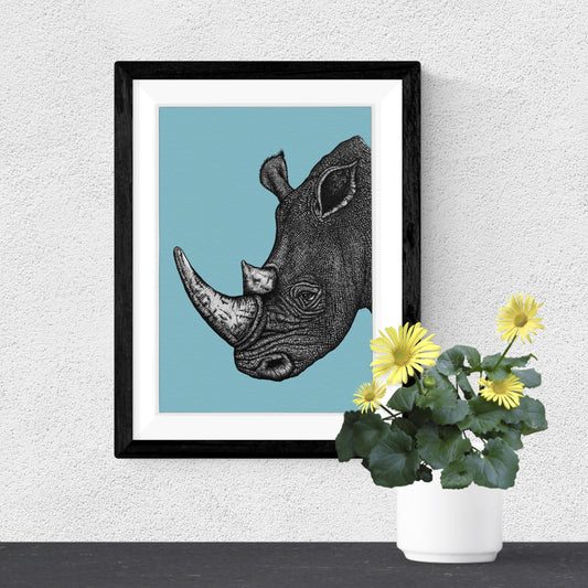 Northern white rhino art print