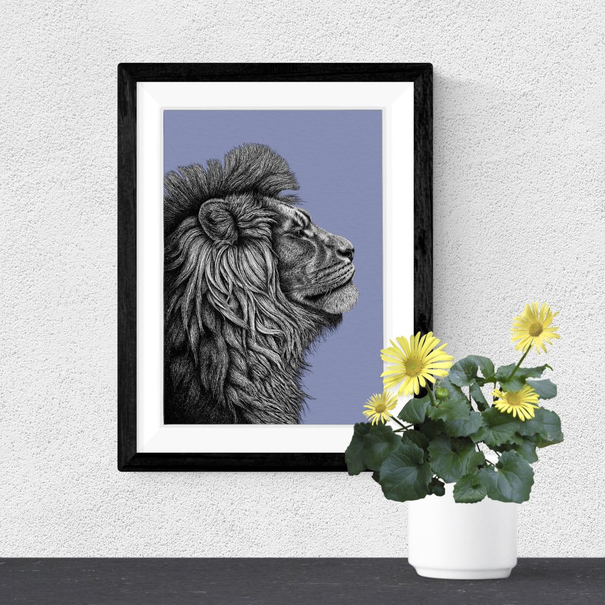 African lion art print