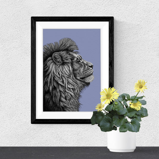 African lion art print
