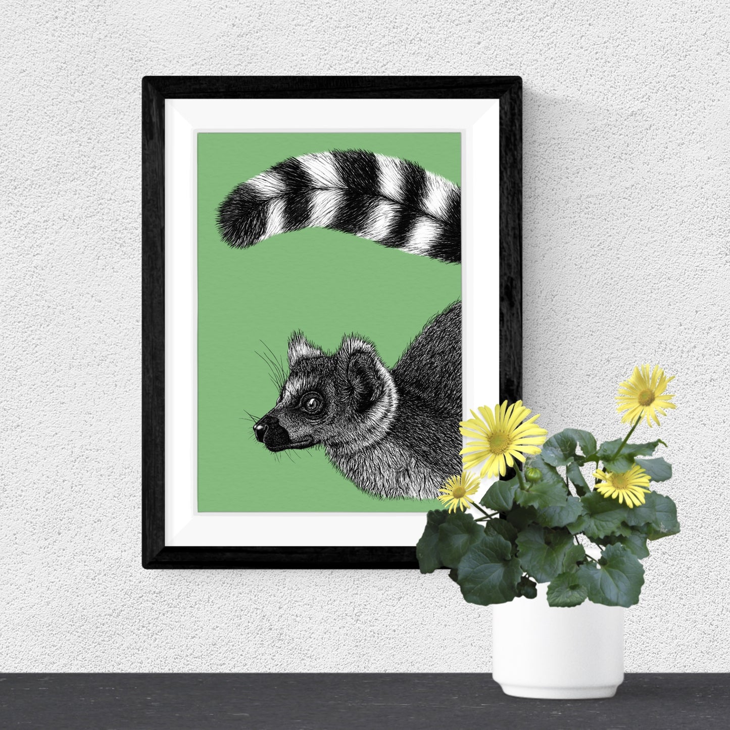 Ring-tailed lemur art print