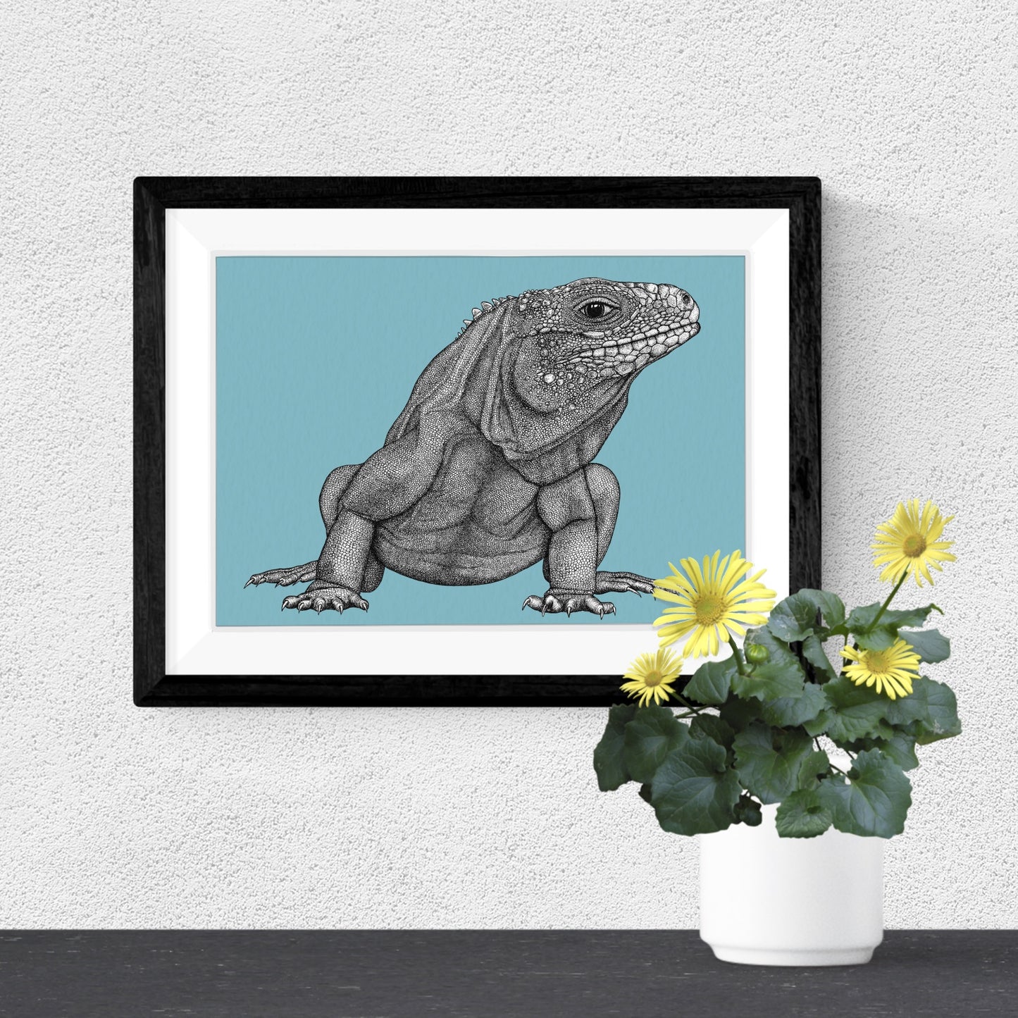 Cayman blue iguana art print