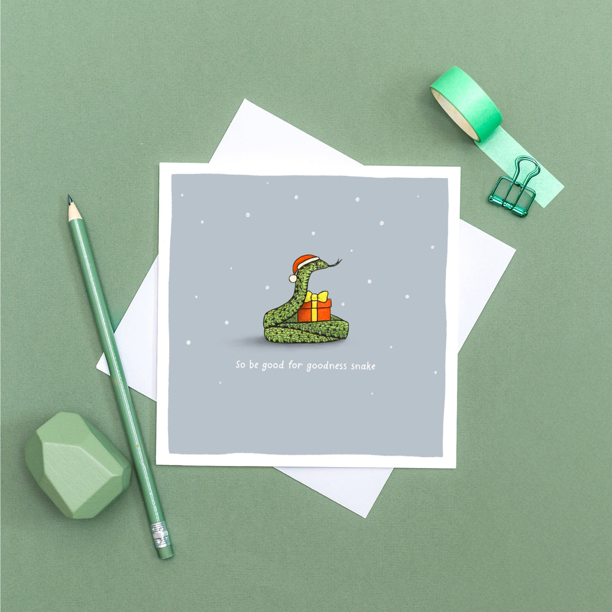 So be Good for Goodness Snake Christmas Pun Card