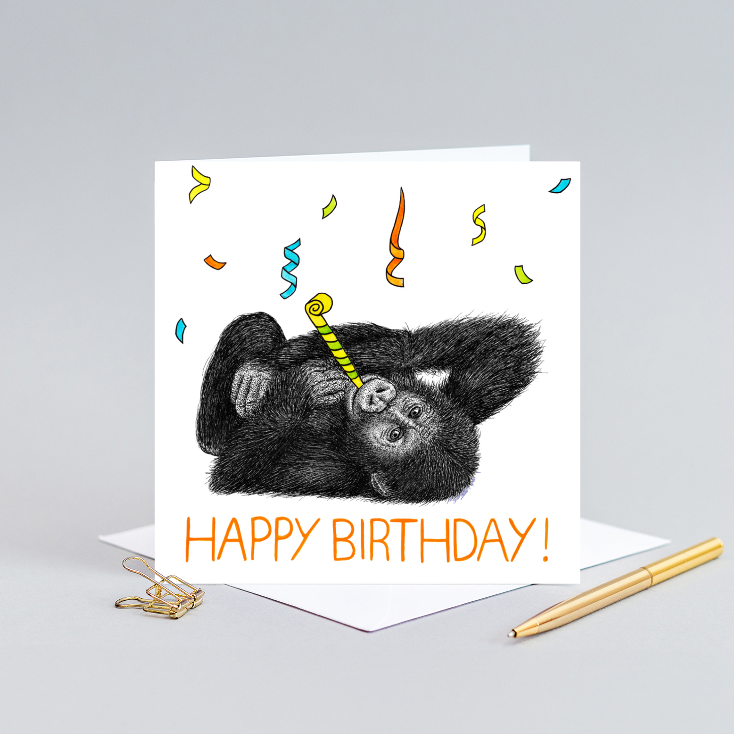 Baby gorilla Birthday card