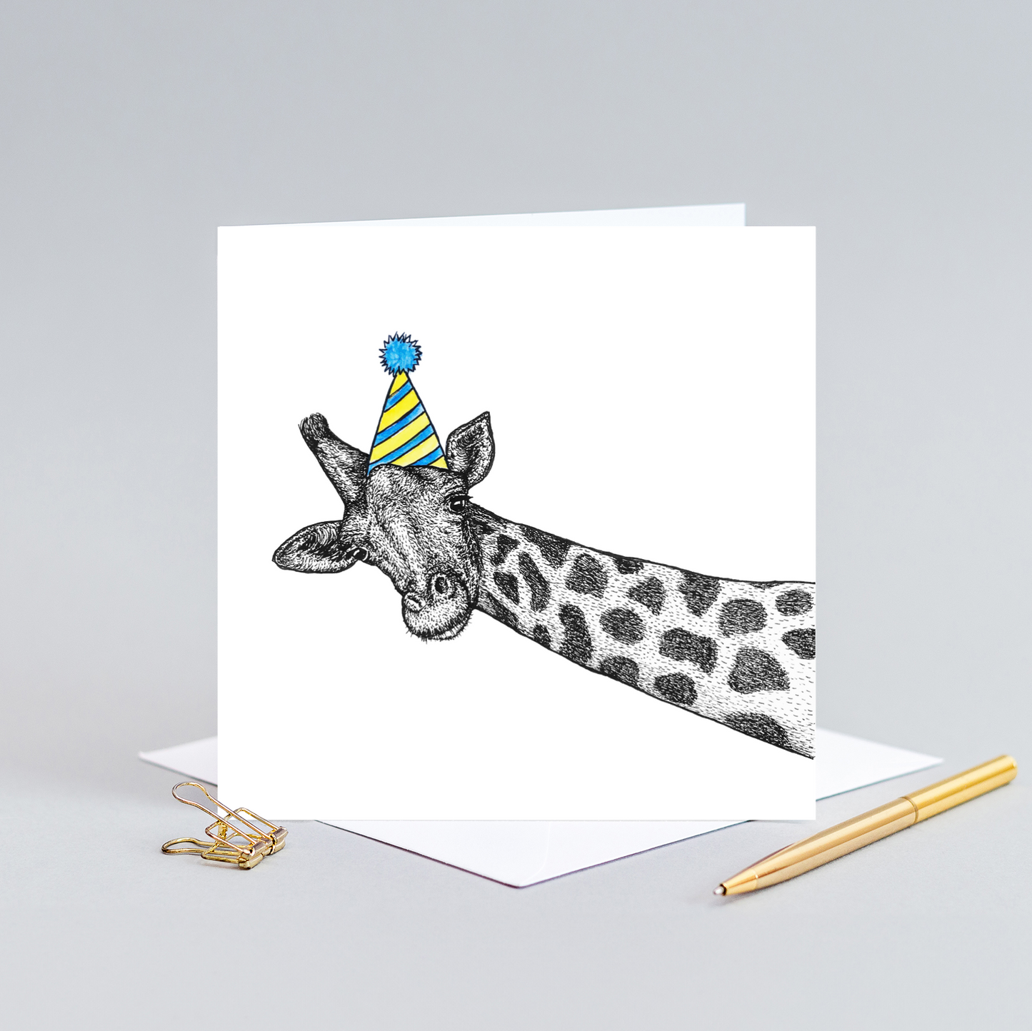 Party giraffe birthday card