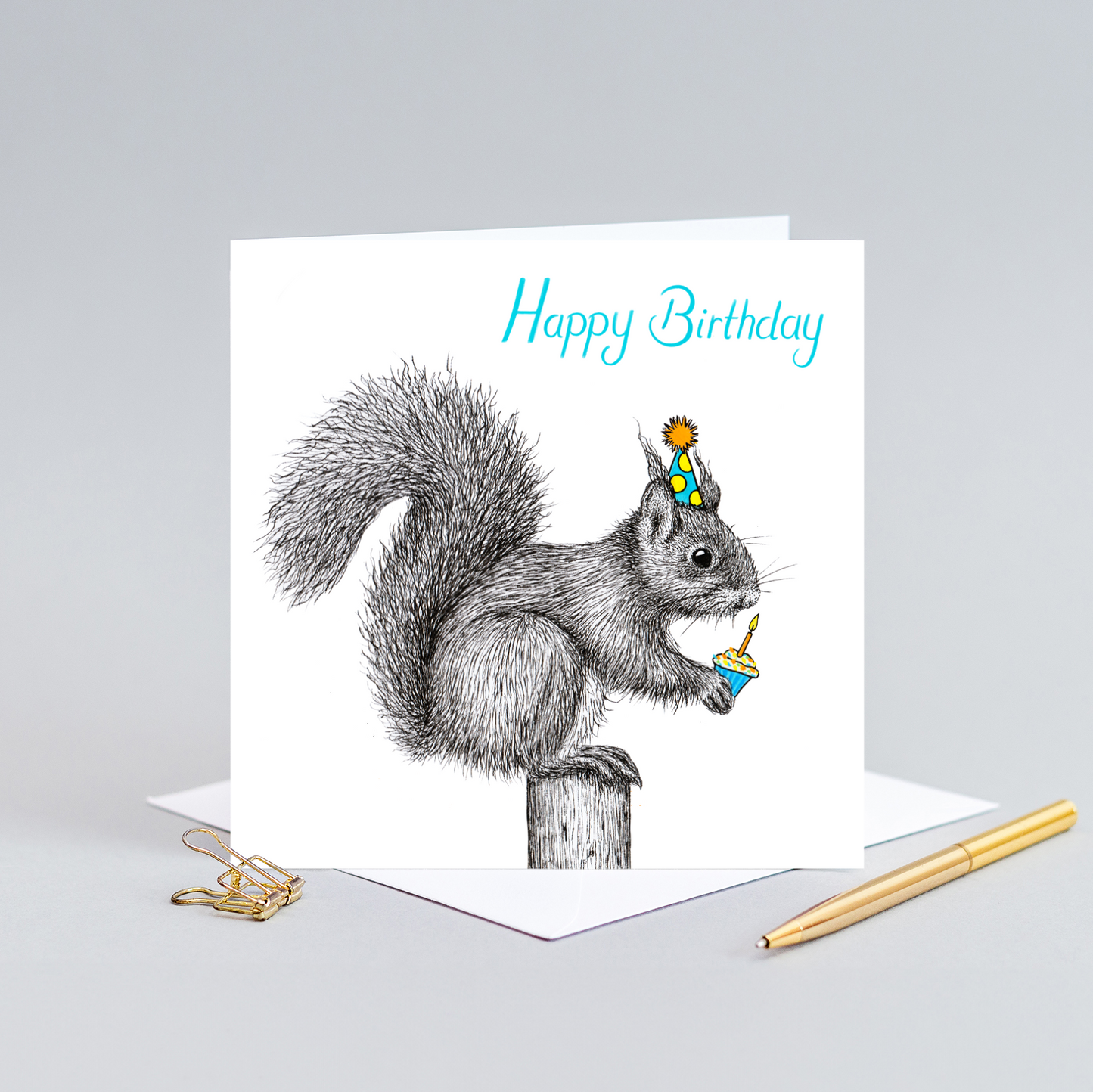 Red squirrel birthday card