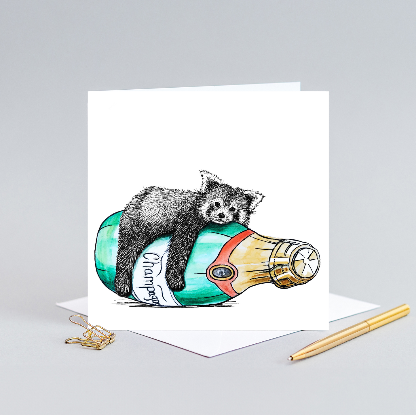 Cute red panda celebration card