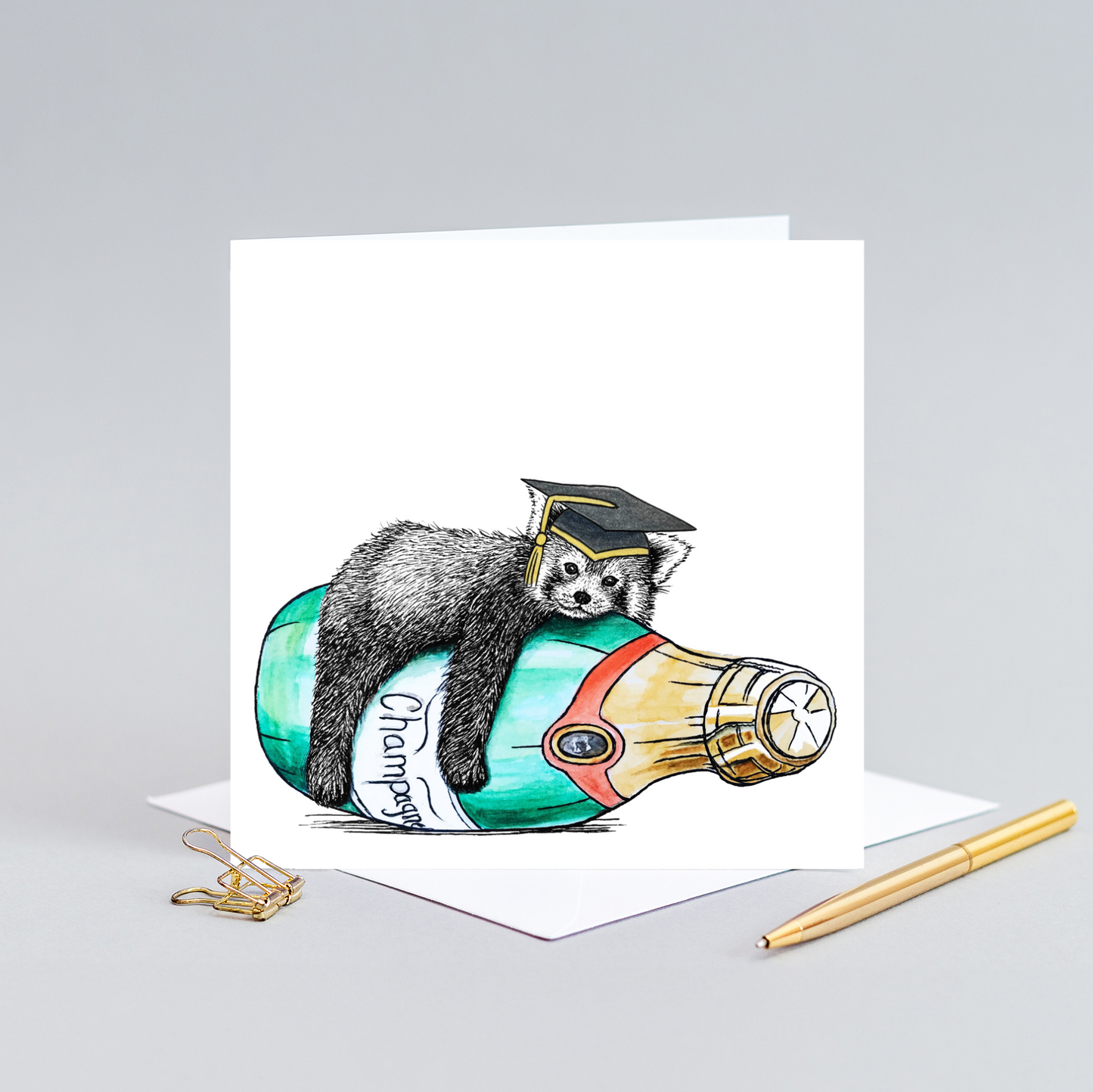 Red panda graduation card