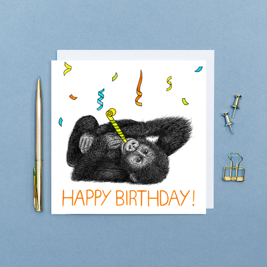 Baby gorilla Birthday card
