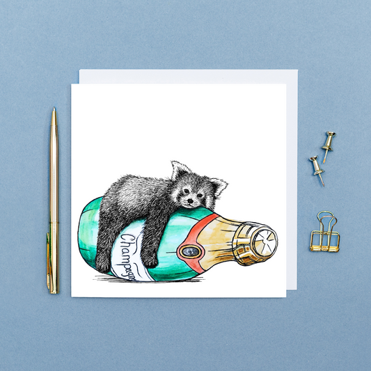 Cute red panda celebration card