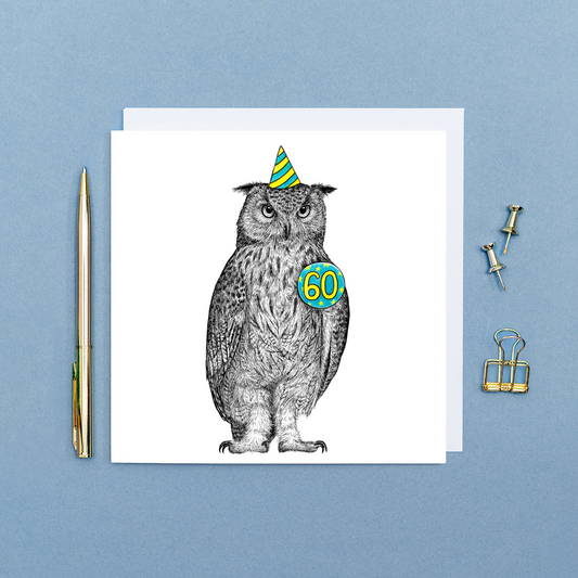 60th Birthday owl card