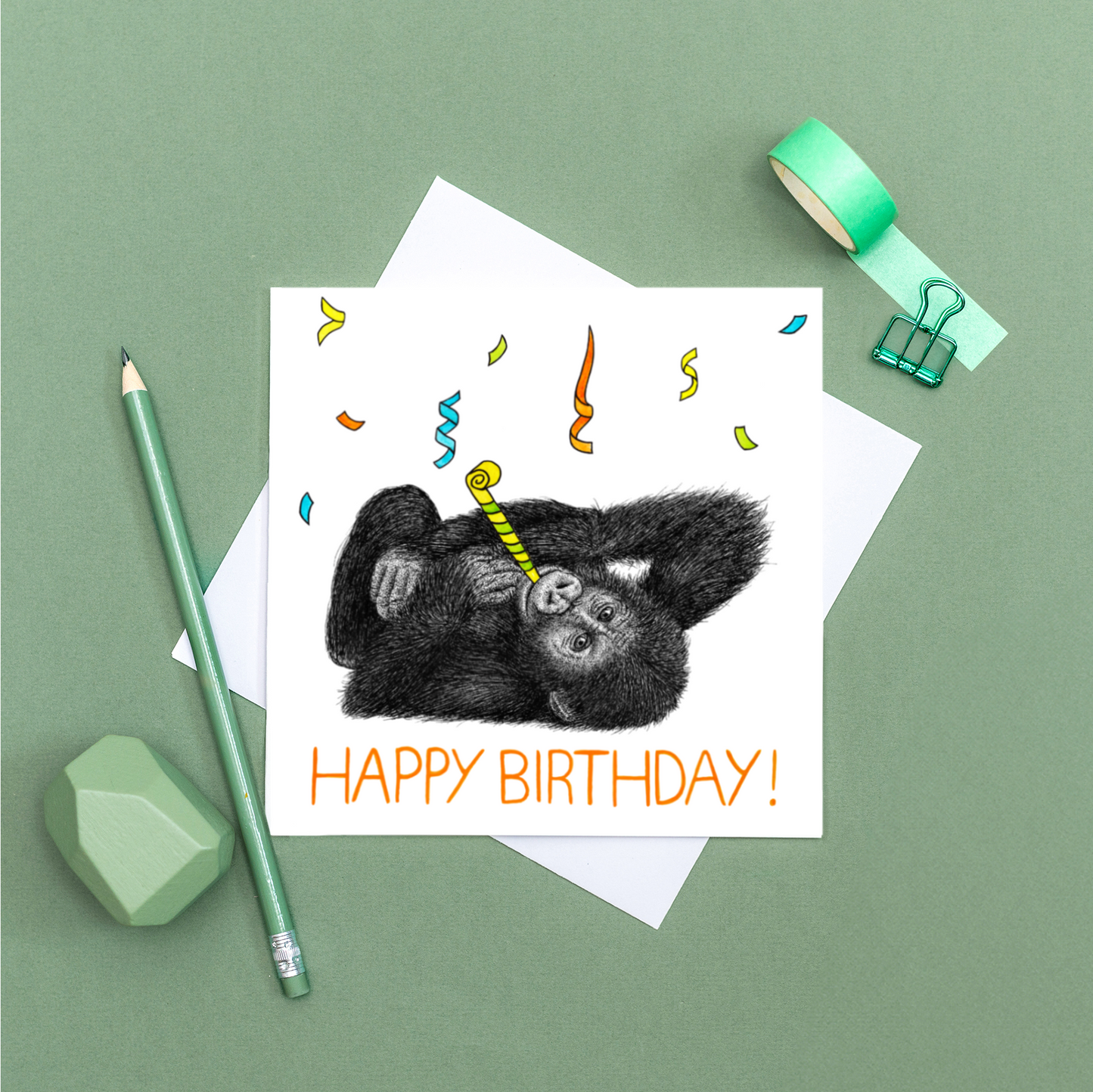 Baby gorilla Birthday card
