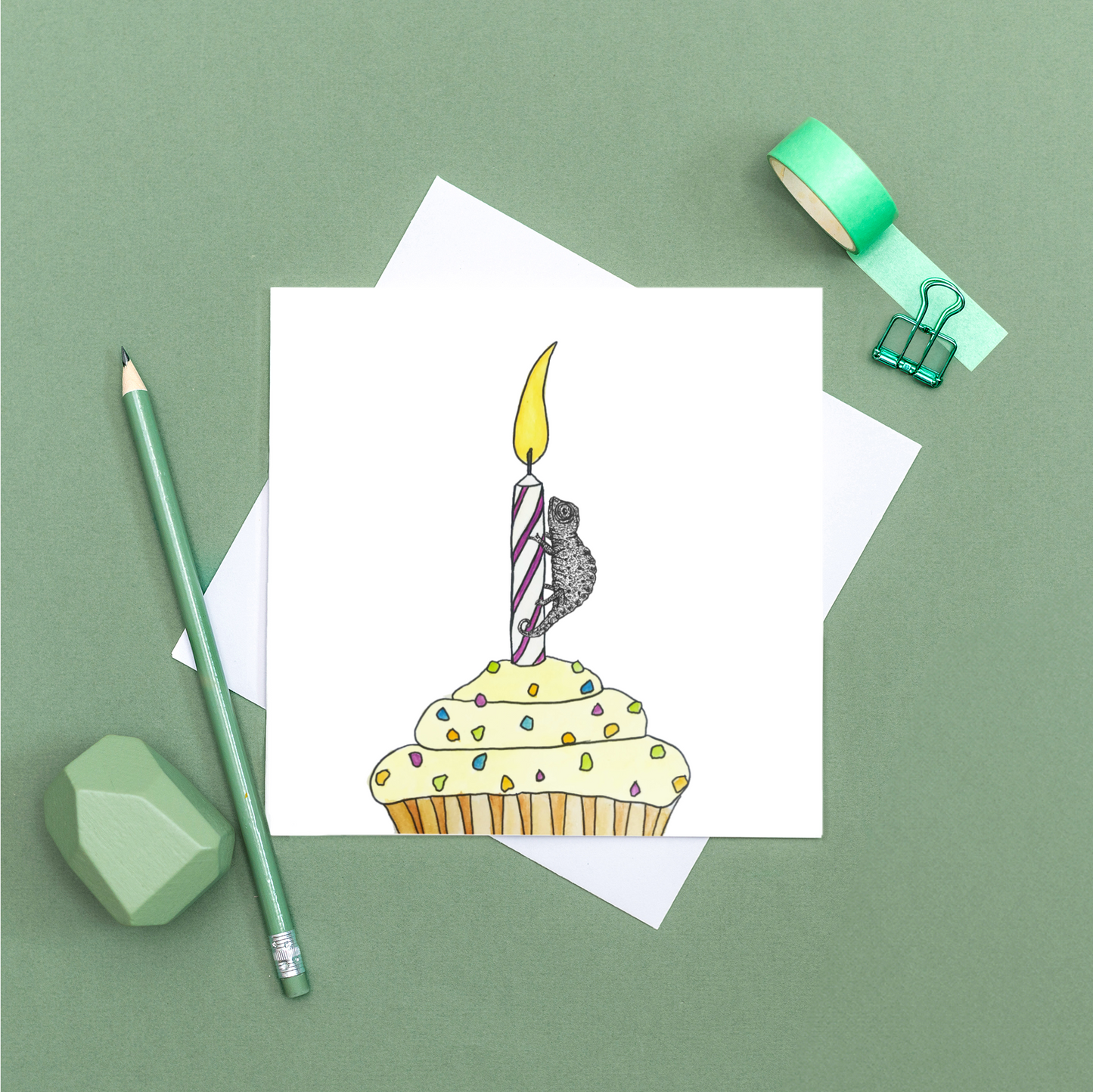 Chameleon birthday card