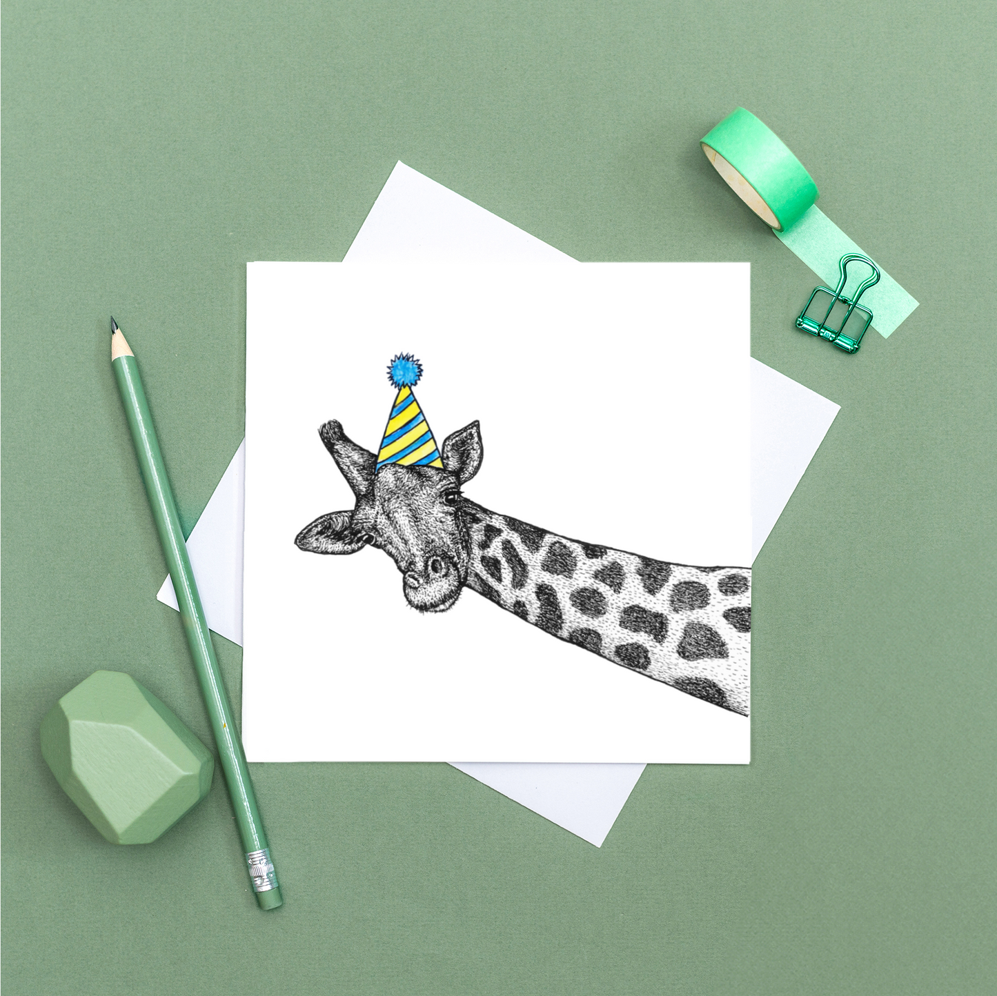 Party giraffe birthday card