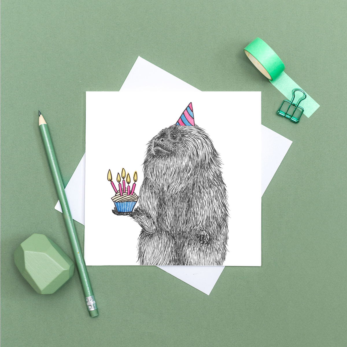 Golden lion tamarin birthday card