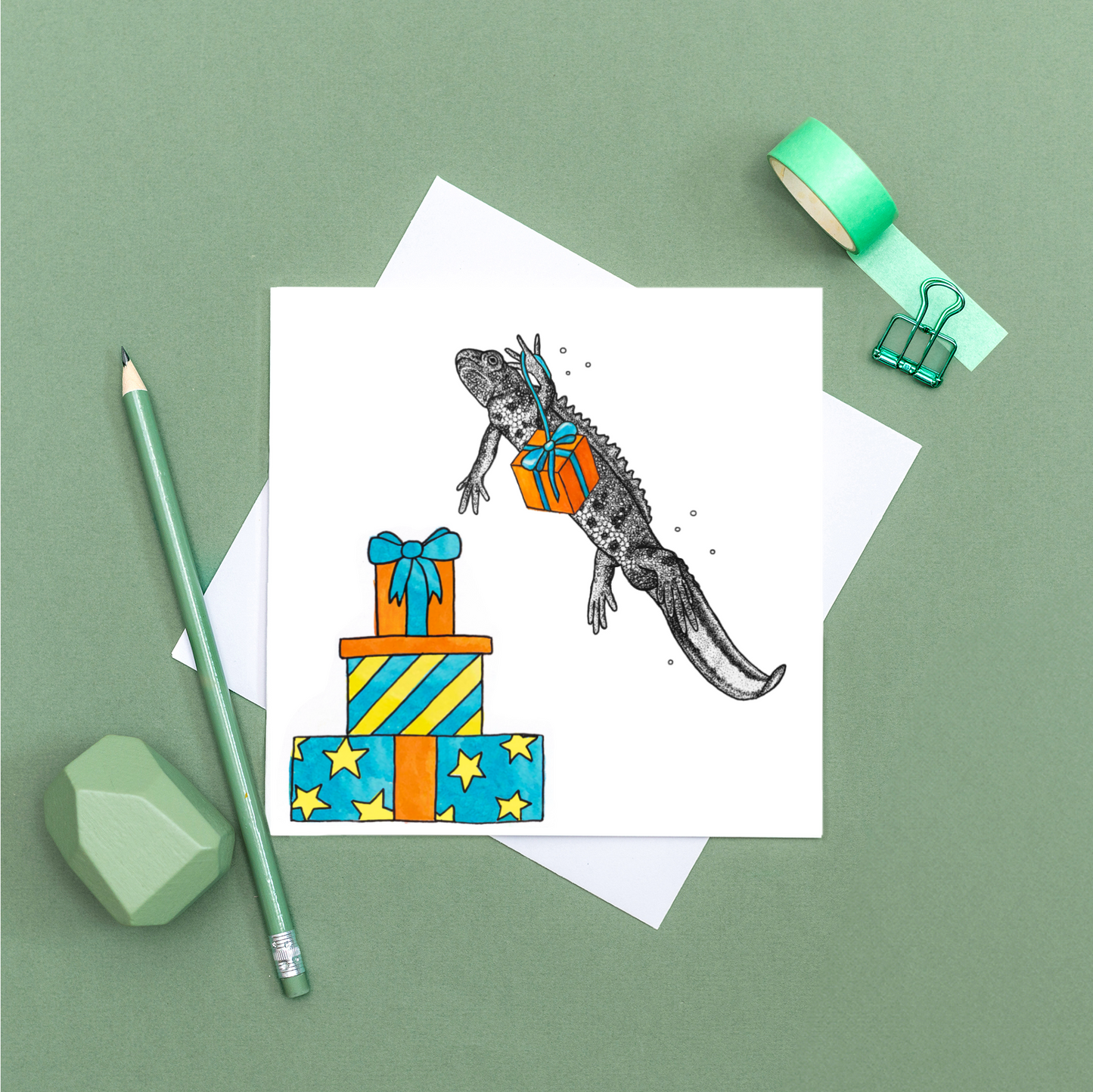Great crested newt Birthday card