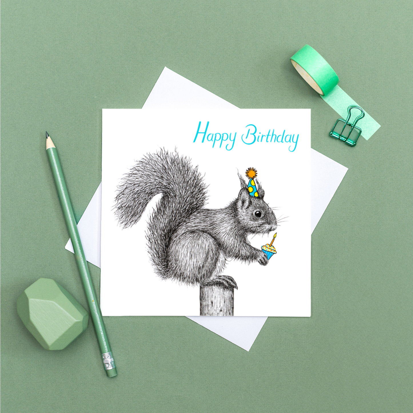 Red squirrel birthday card