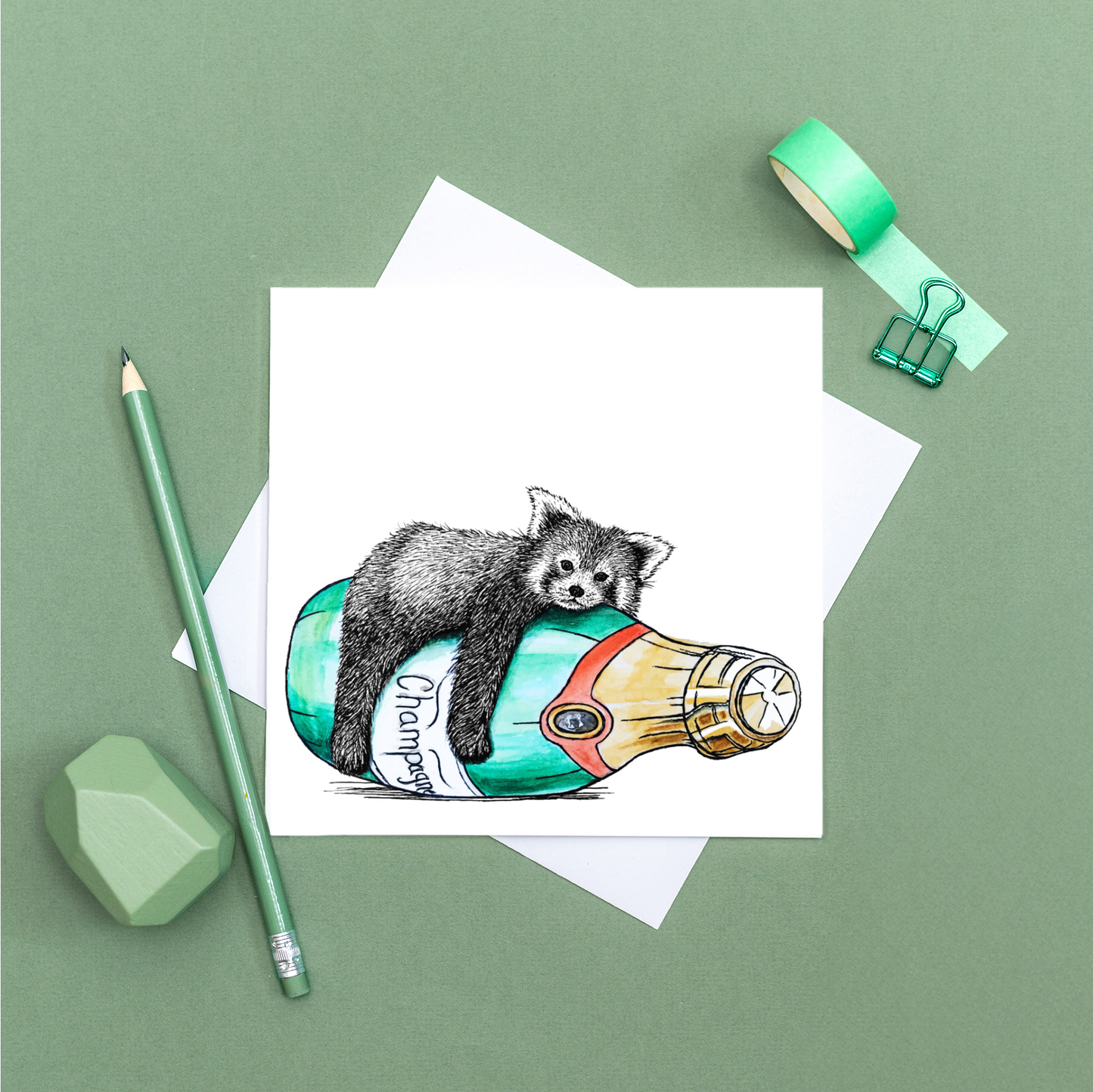 Cute red panda celebration card
