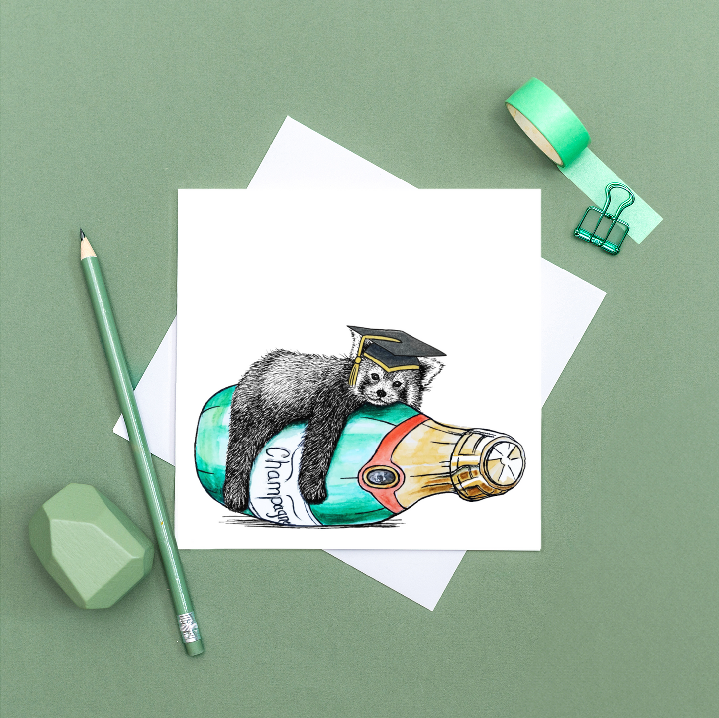 Red panda graduation card