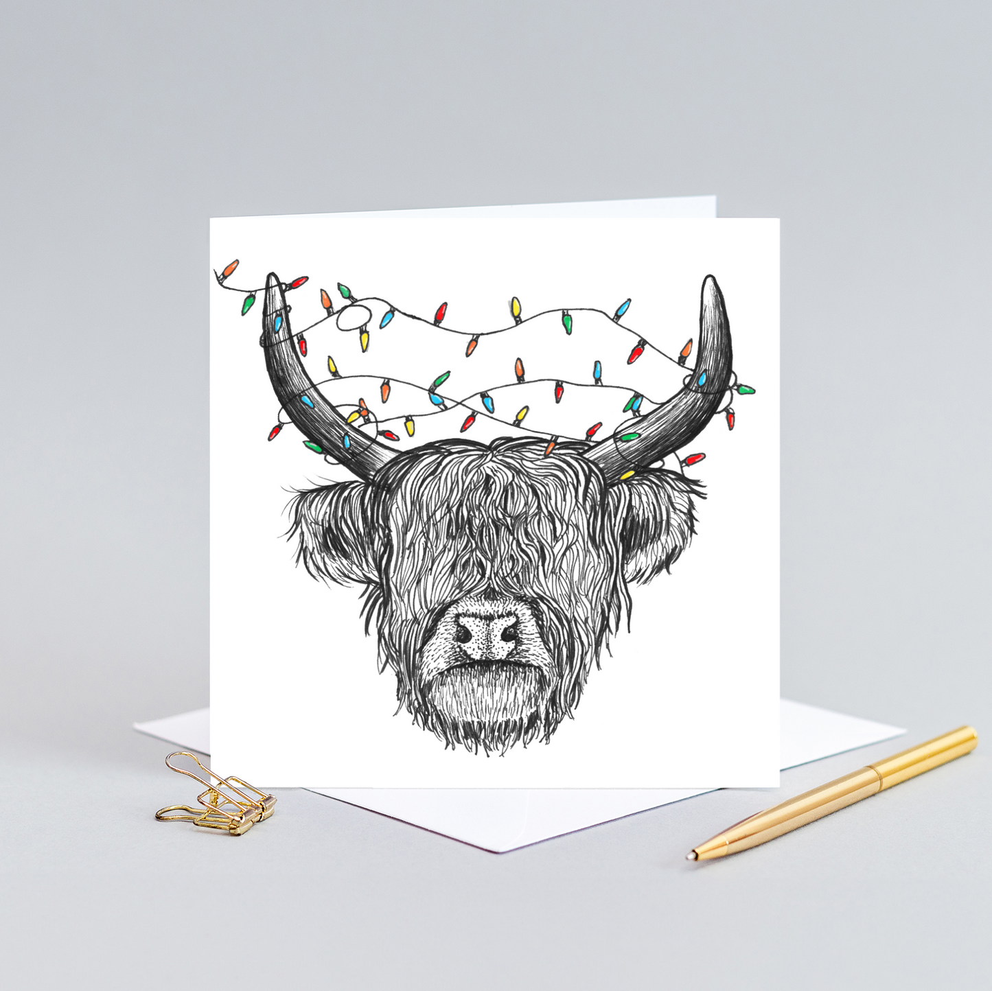 Highland cow Christmas card