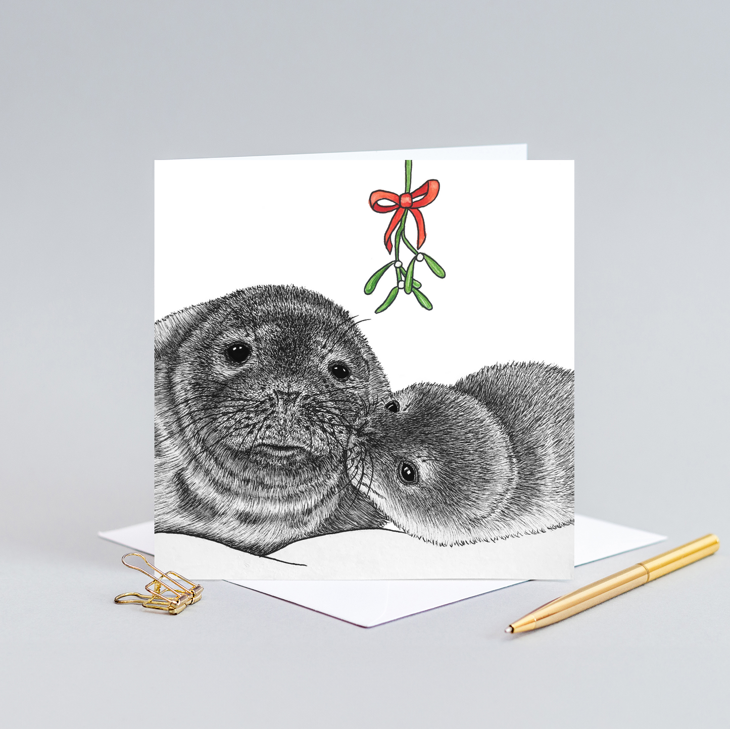 Grey seal Christmas card