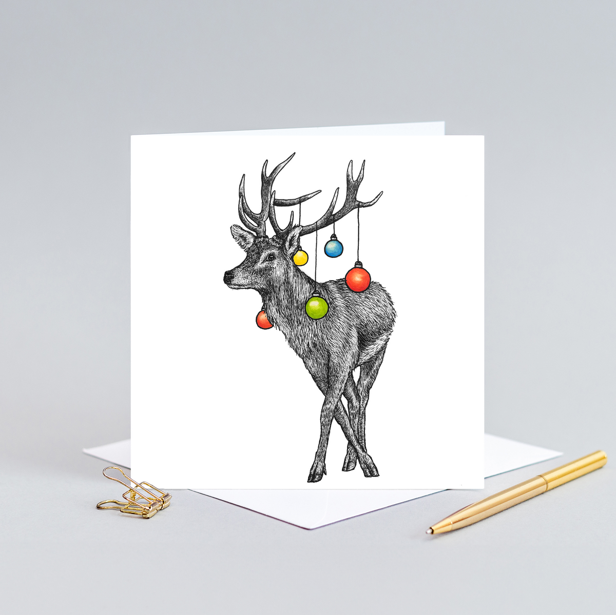 Red deer Christmas card