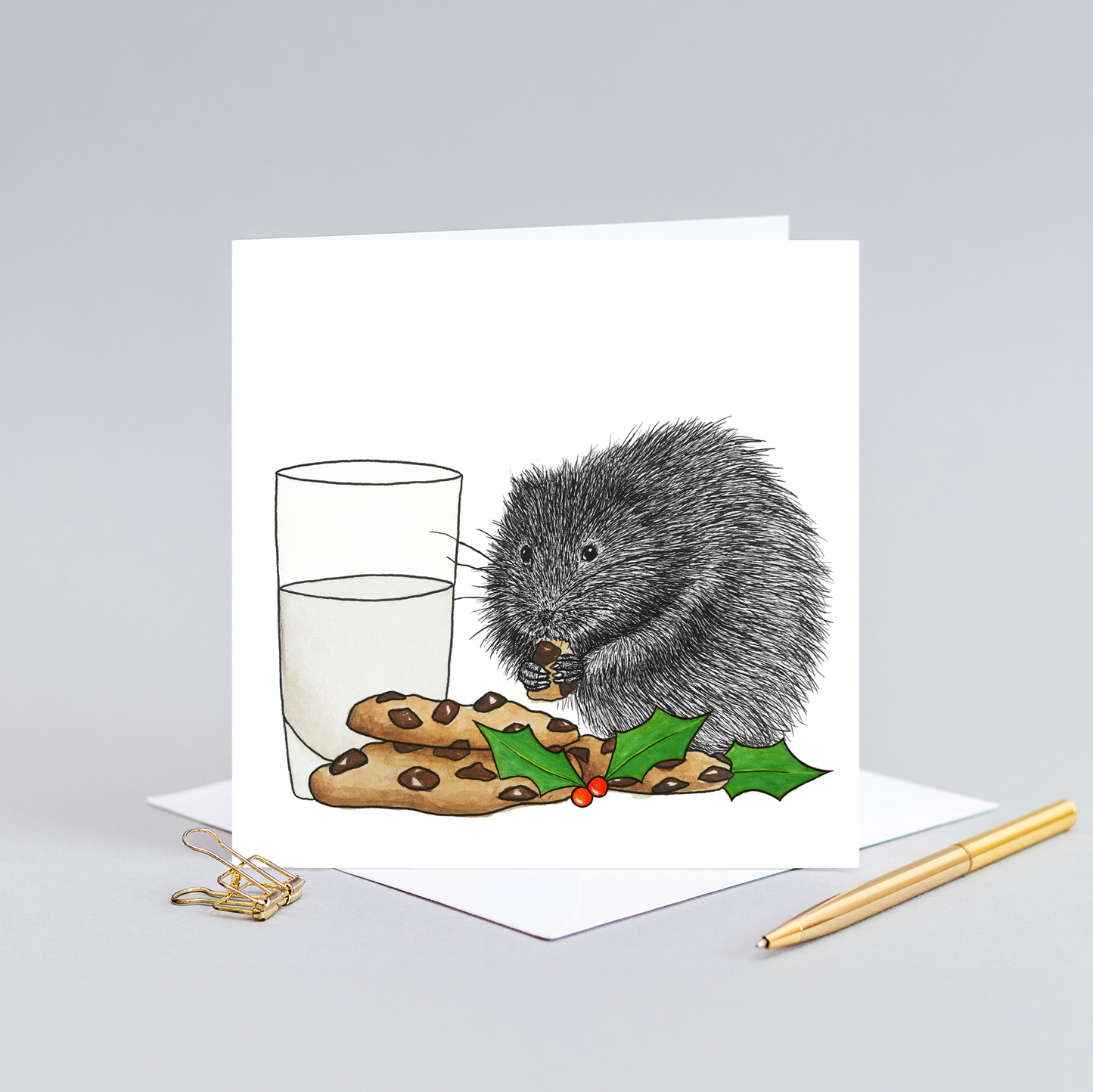 Water vole Christmas card