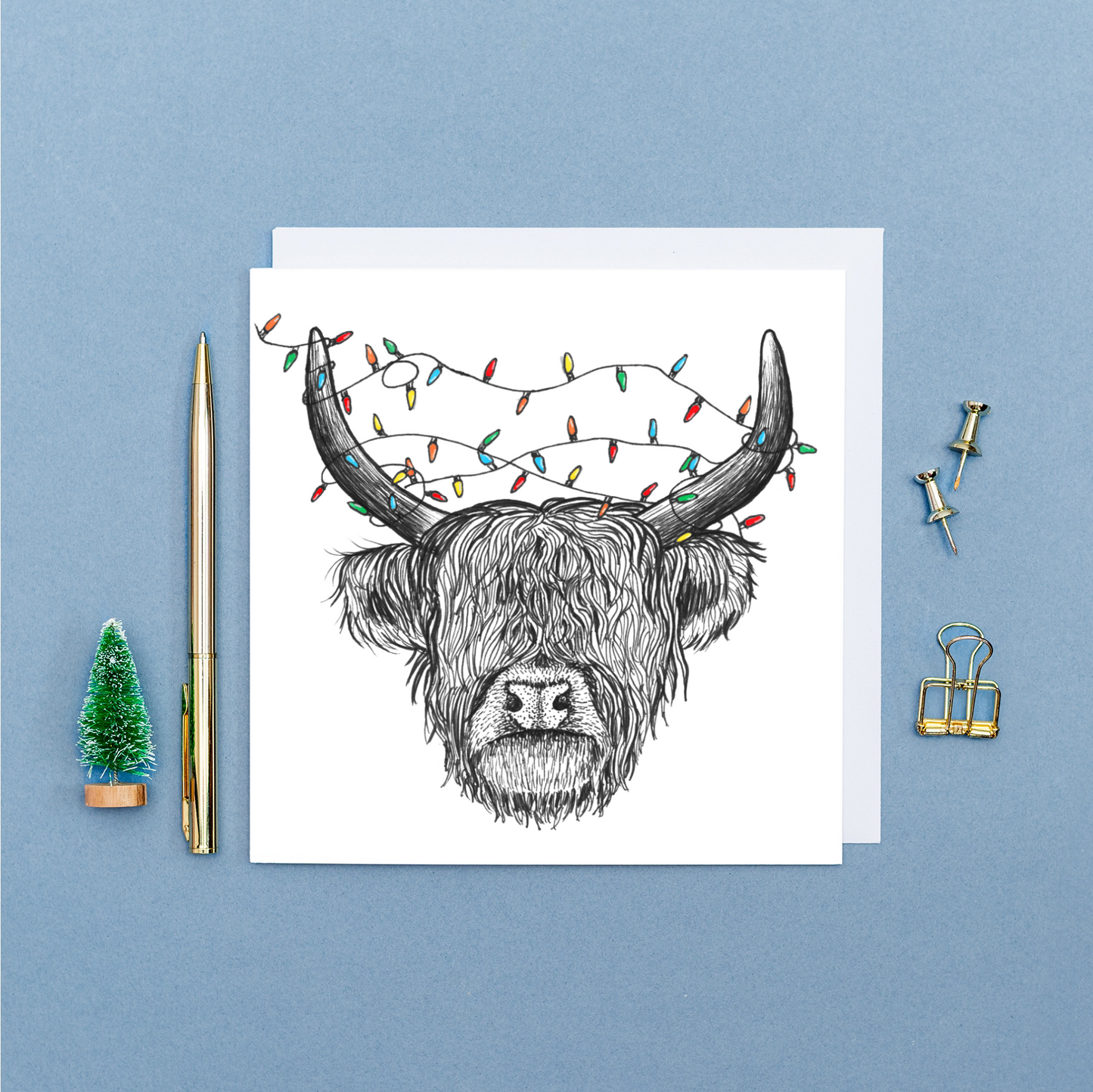 Highland cow Christmas card