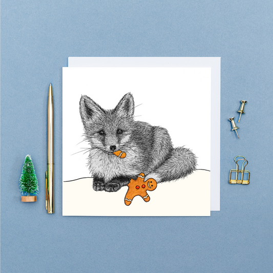 Red fox Christmas card