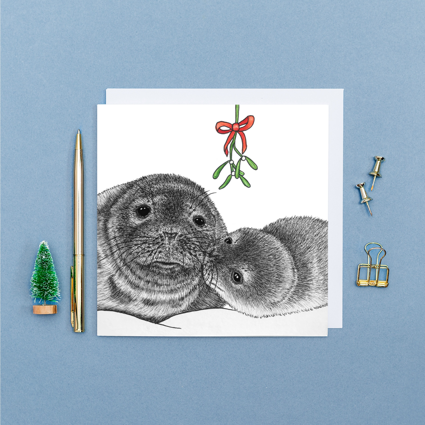 Grey seal Christmas card