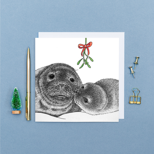 Grey seal Christmas card