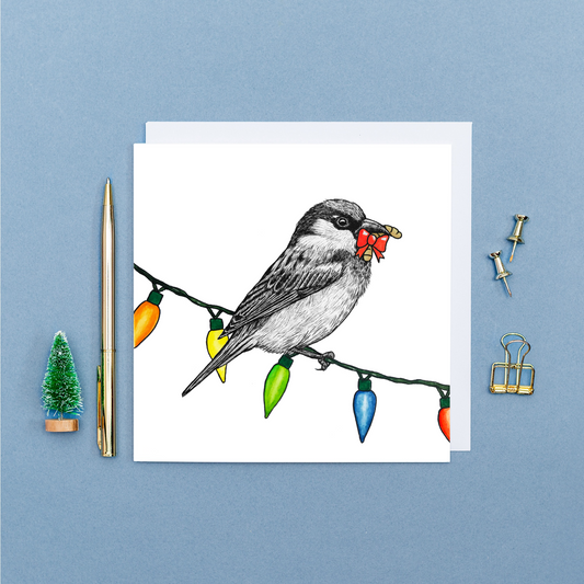 House sparrow Christmas card