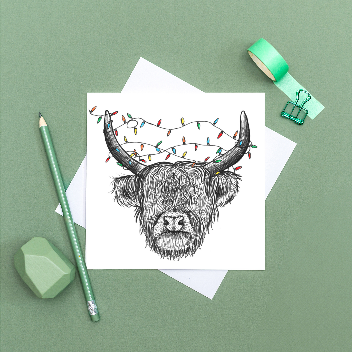 Highland cow Christmas card