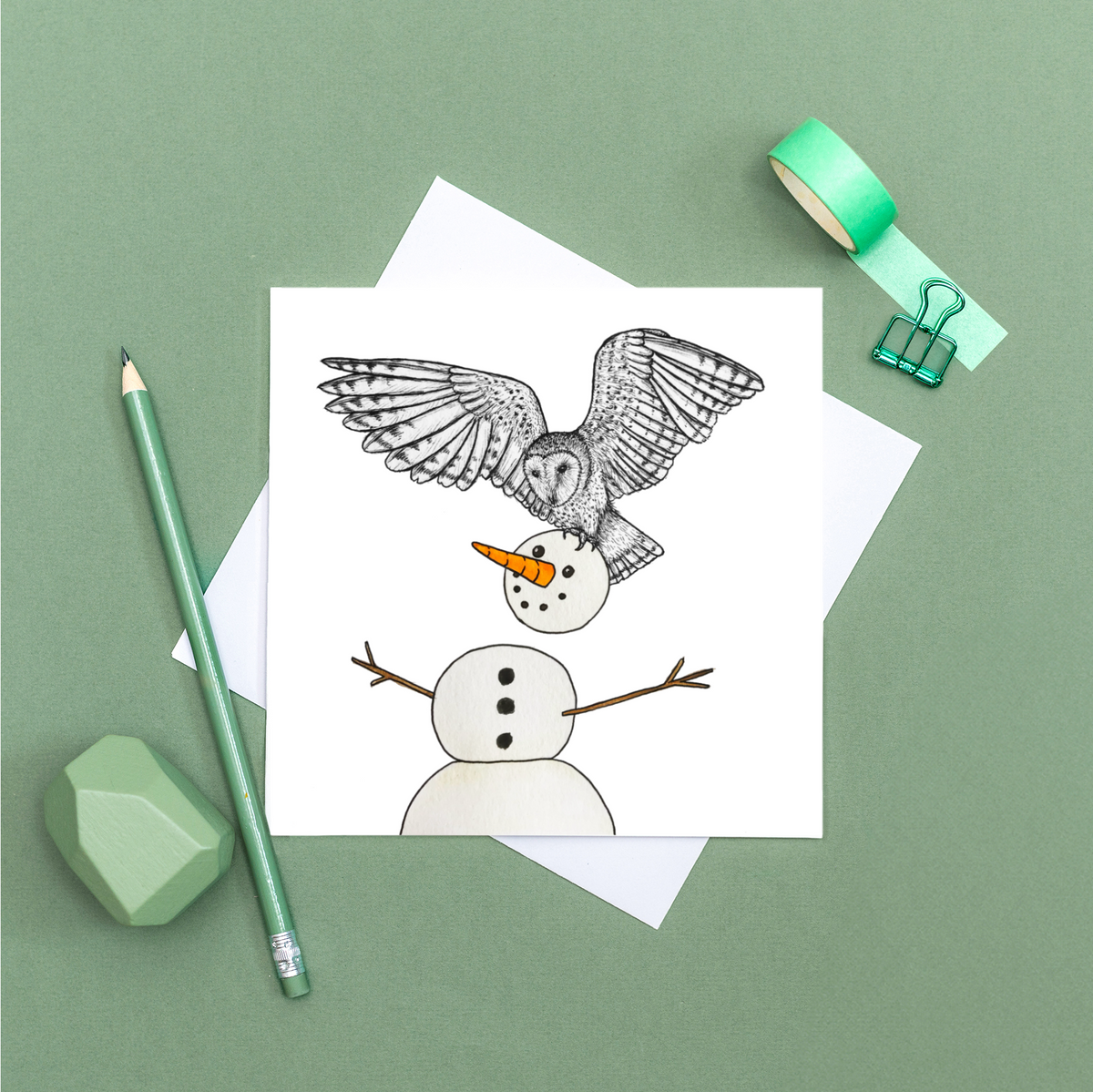 Barn owl Christmas card