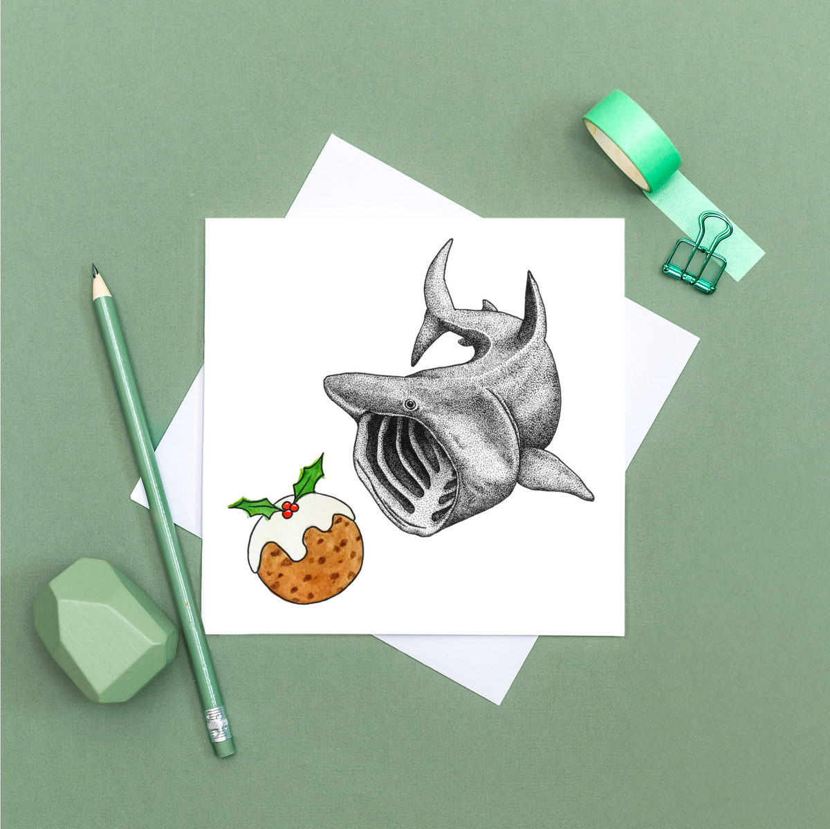 Basking shark Christmas card