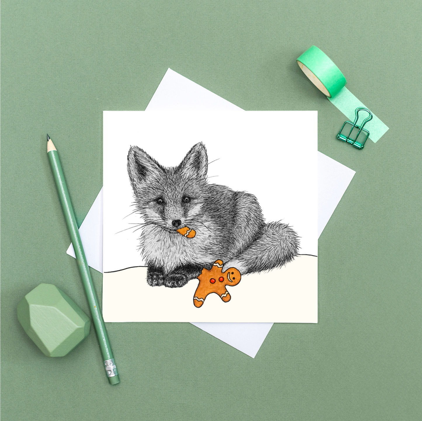 Red fox Christmas card