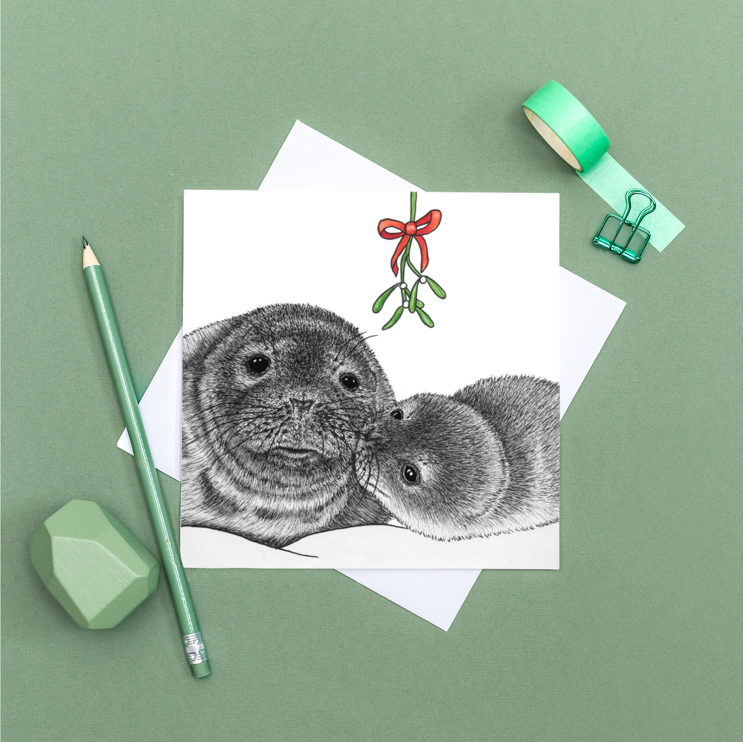 Grey seal Christmas card