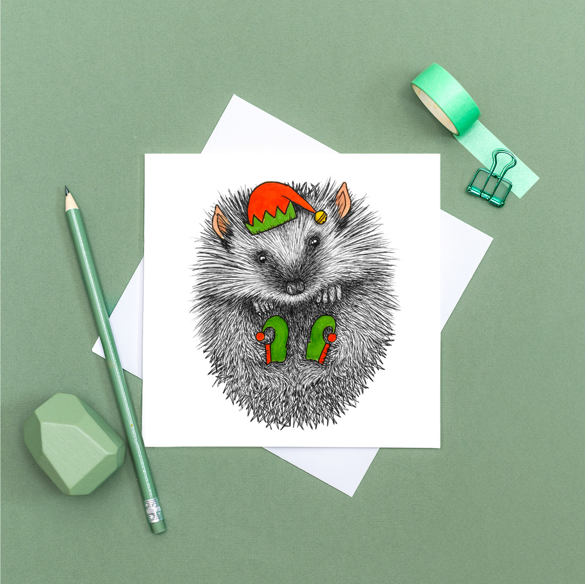 Hedgehog Christmas card