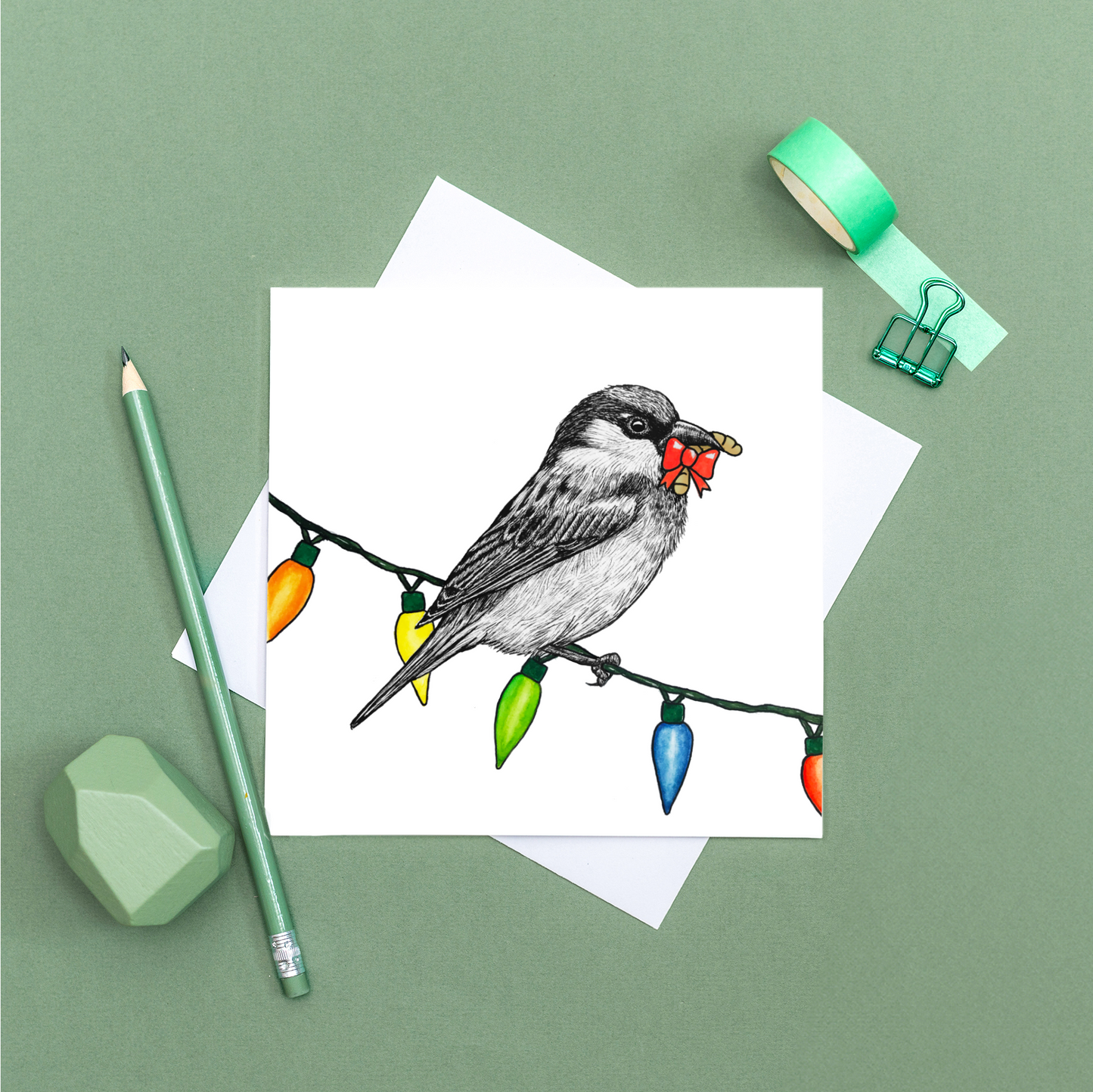 House sparrow Christmas card