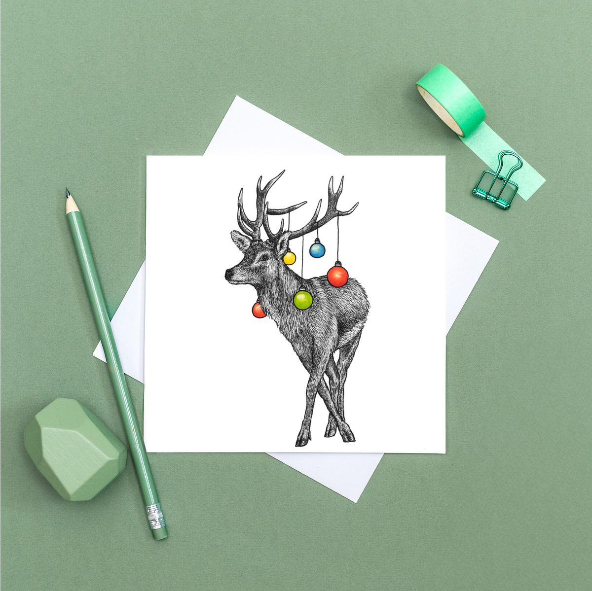 Red deer Christmas card
