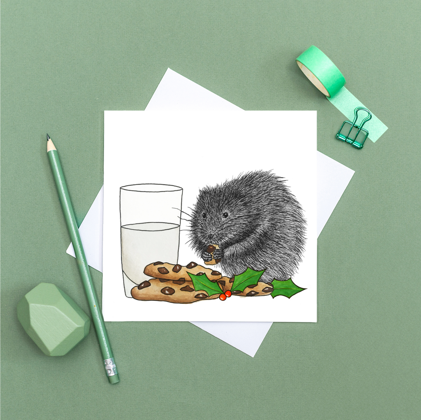 Water vole Christmas card