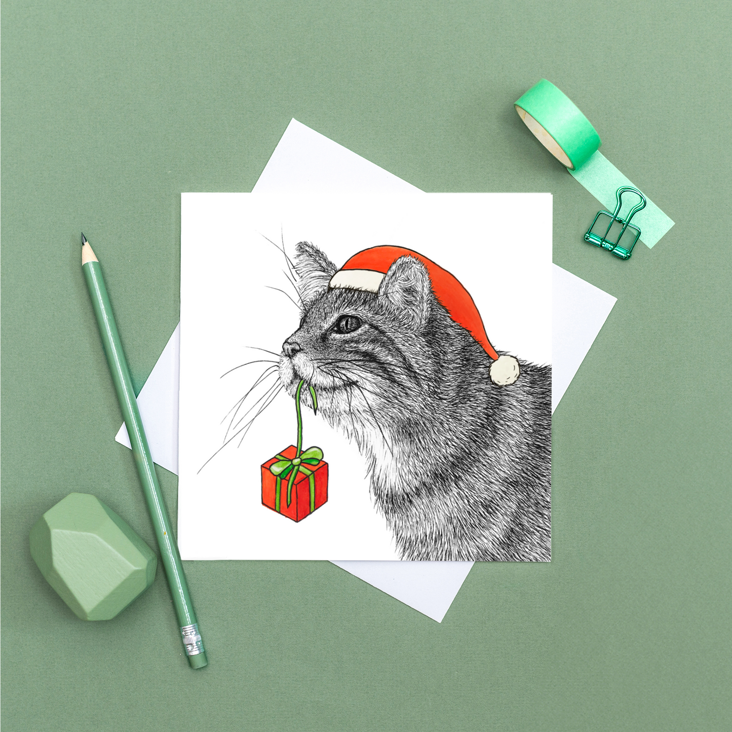 Scottish wildcat Christmas card