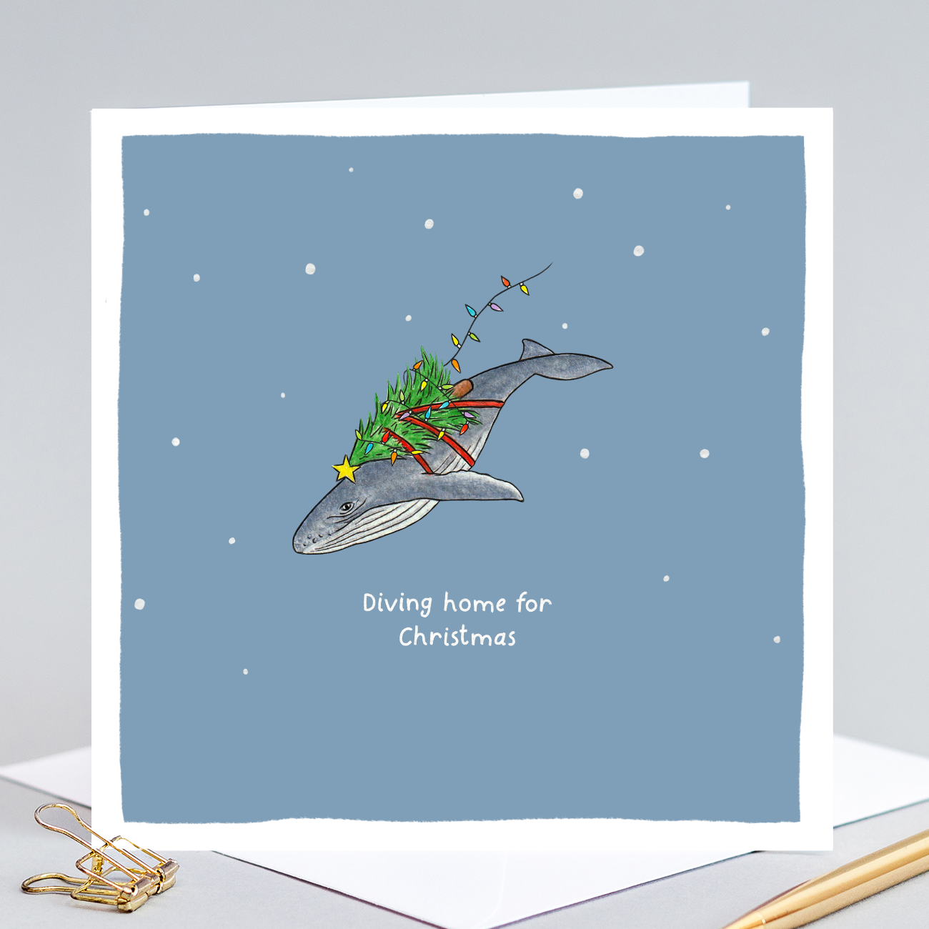 Diving Home for Christmas Pun Card