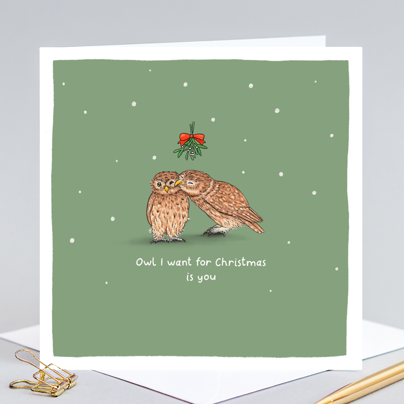 Owl I want for Christmas is You Pun Card