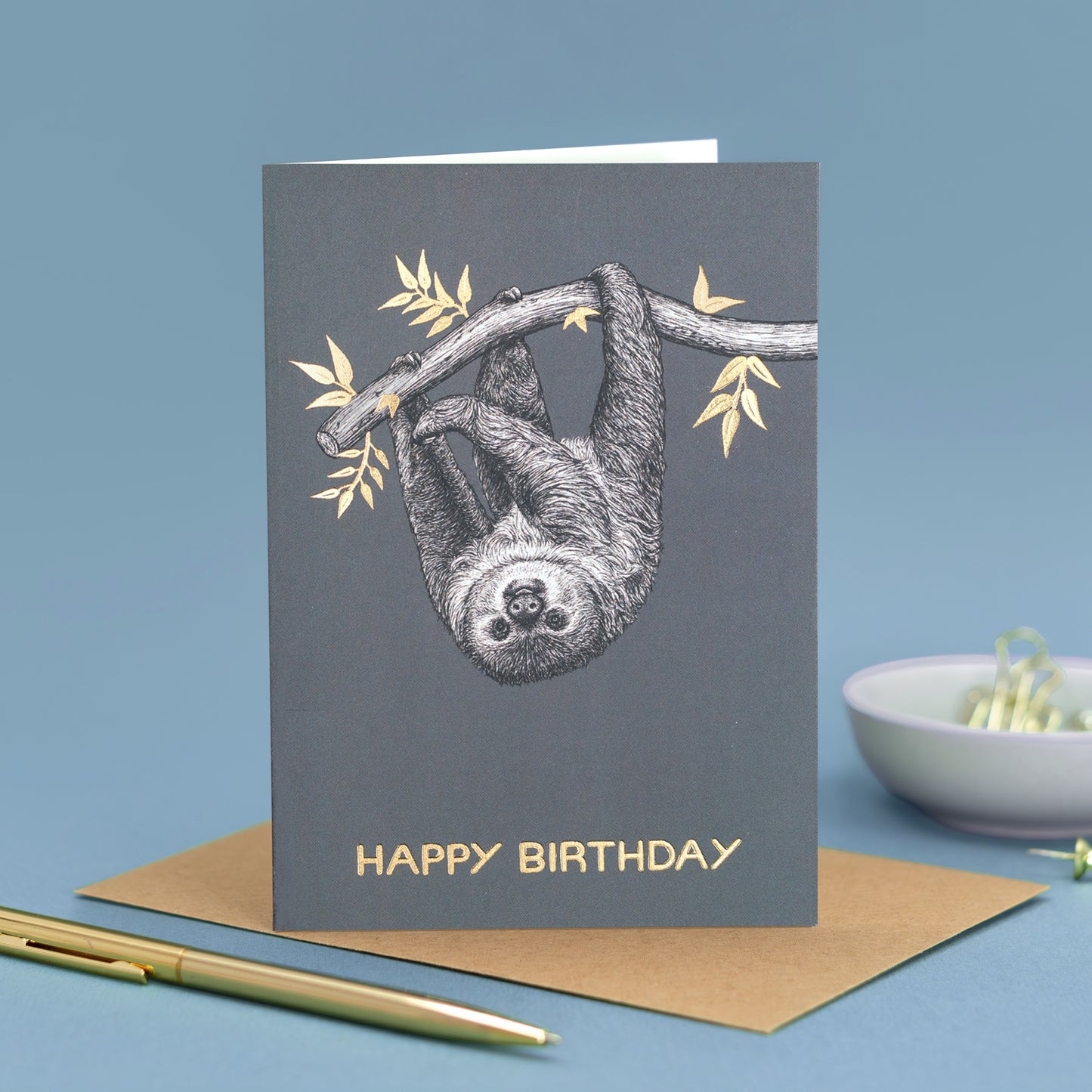 Luxury sloth birthday card