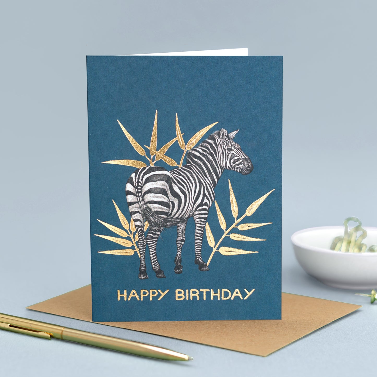 Luxury zebra birthday card