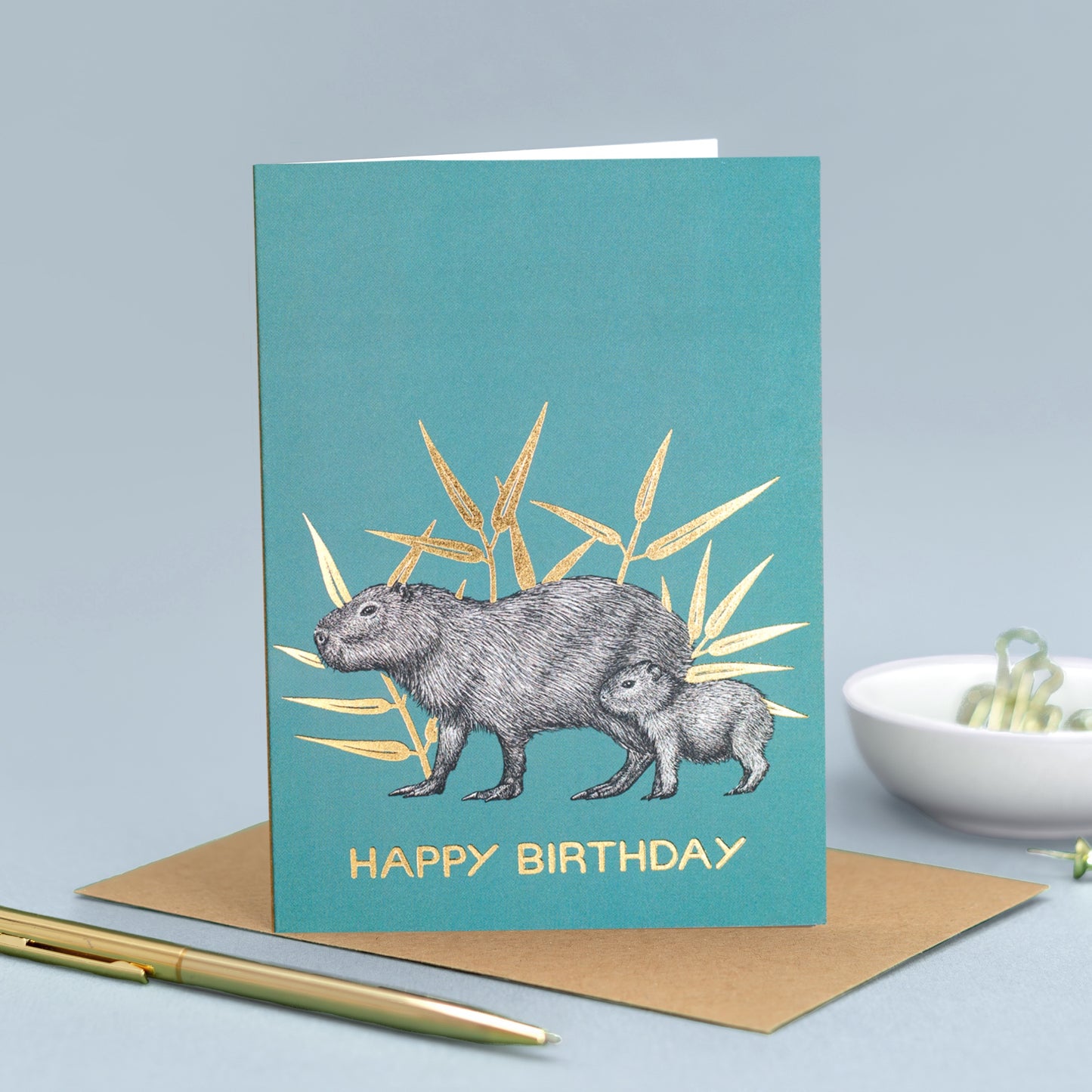 Luxury capybara birthday card