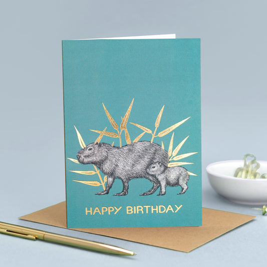 Luxury capybara birthday card