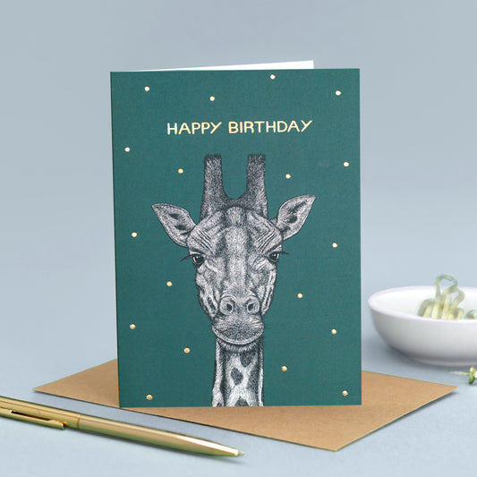 Luxury giraffe birthday card